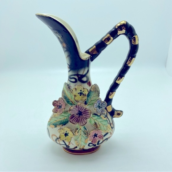 Rare Vintage H. Bequet Capodimonte Pitcher Vase Quaregnon Belgium Porcelain - Picture 5 of 8